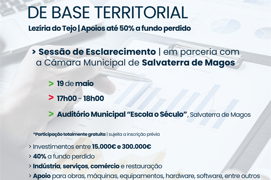 NERSANT e Município de Salvaterra de Magos promovem sessão de esclarecimento acerca do Sistema de Incentivos de Base Territorial para a Região da Lezíria do Tejo
